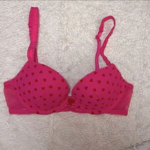 Tease Victoria’s Secret Hot Pink with Red Hearts Bra 32C
